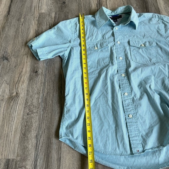 Tommy Hilfiger Mens Collared Plaid Button Down Short Sleeve Shirt, size medium - Picture 7 of 9